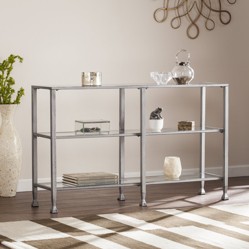 Console à 3 niveaux en métal et verre et support média - Finition argentée | Idée de cadeau, Argent argent