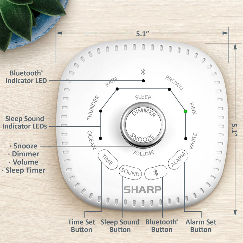 Sharp Digital Electric Tabletop Sound Machine Alarm Clock with 6 Sleep Sounds