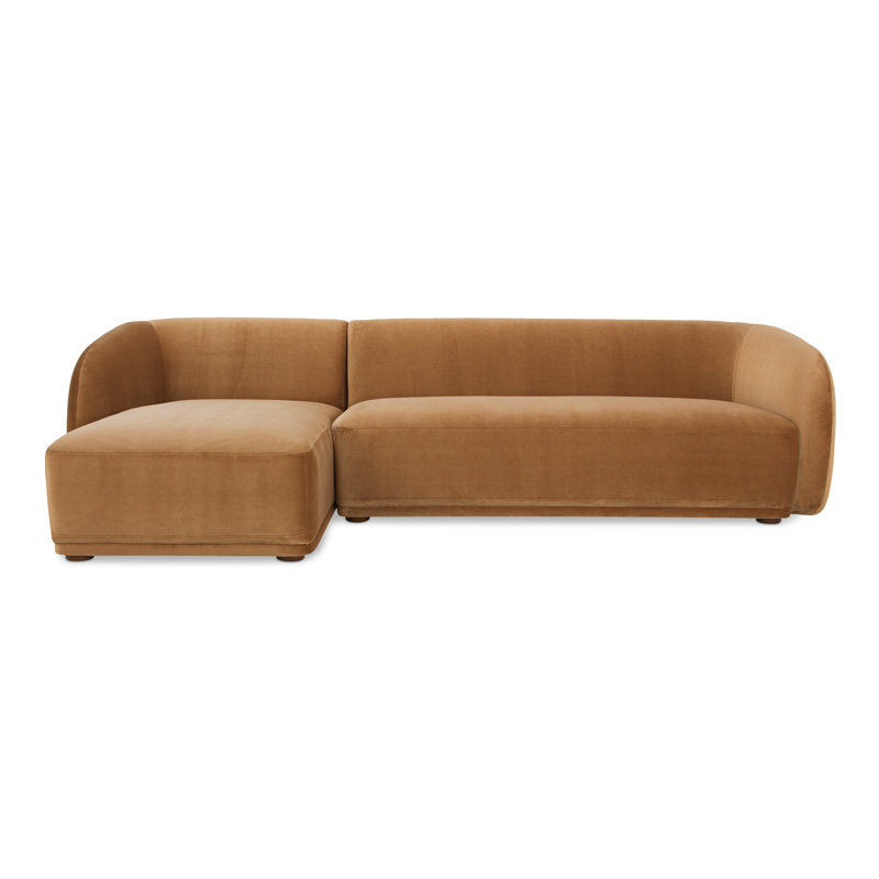 Faye 2 - Piece Chaise Sectional, Camel Faux Mohair, Right Hand Facing