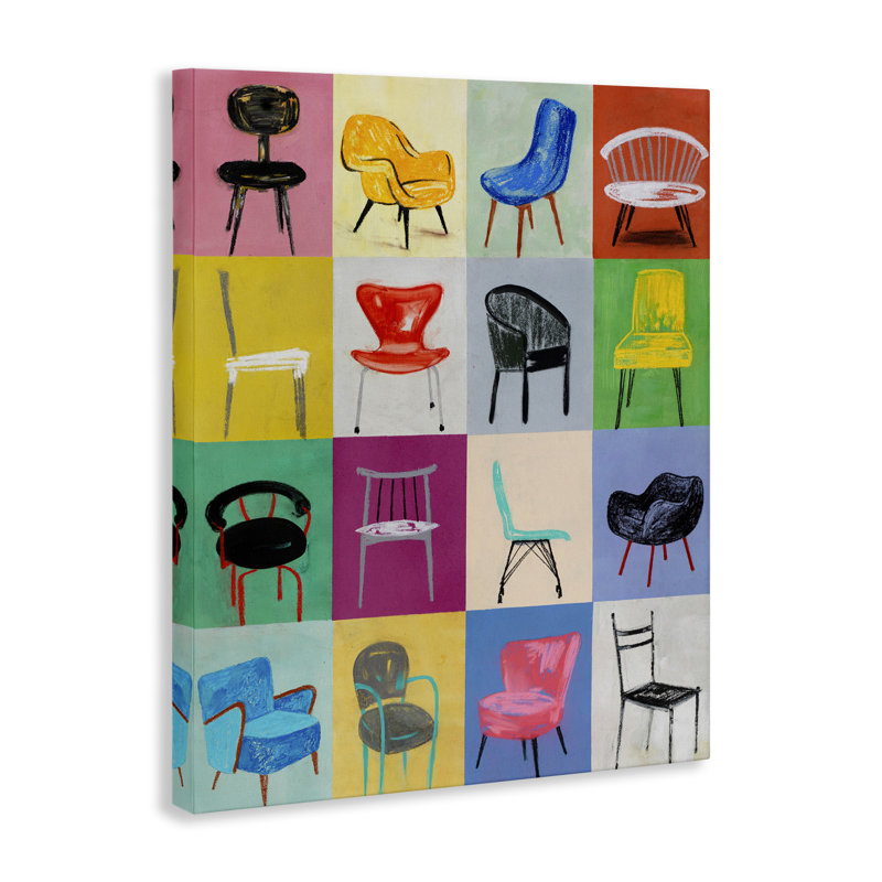 Art mural sur toile Bright Modern Chairs par Lorenzo Collective, H 20 po x l 16 po