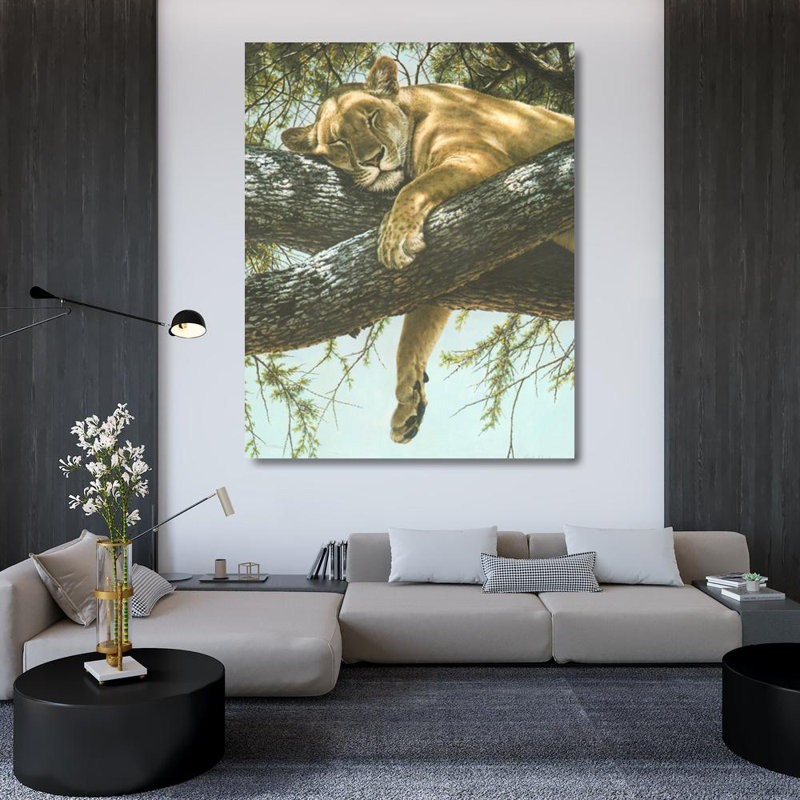 Lionne du lac Manyara MCG-PF1132, H 45 po x l 36 po