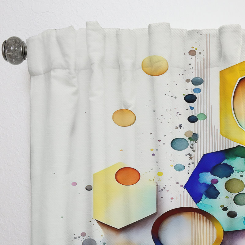 Hexagon And Circular Abstract II - Modern Curtain - Velvet Room Darkening - 1 panel, 52" W x 120" L