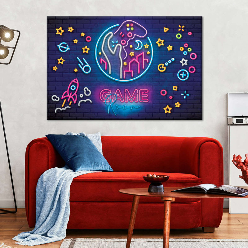 «Game Room», néons sur toile, H 8 po x l 12 po x P 1 po