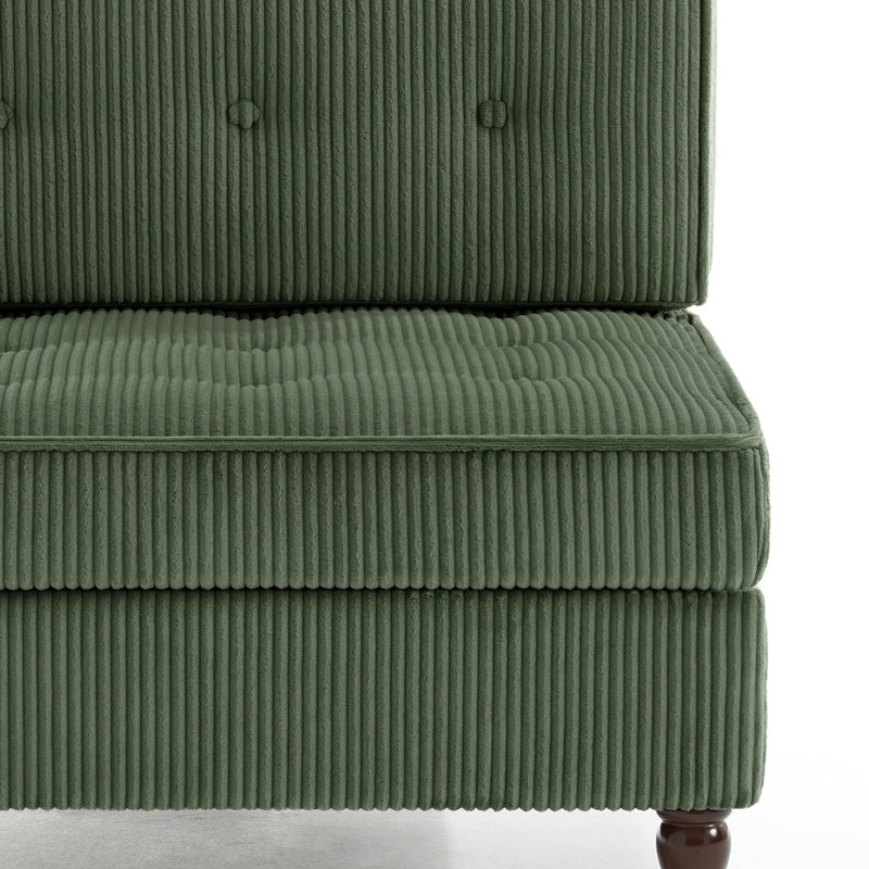 Fauteuil capitonné en velours côtelé, Vert foncé