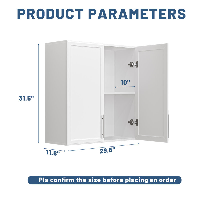 Armoire murale 29,5 "W, H 31,5 po x l 29,5 po x P 12 po, Blanc