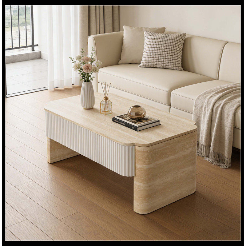 Table basse à plateau relevable moderne Modern - bureau en bois avec compartiments de rangement cachés