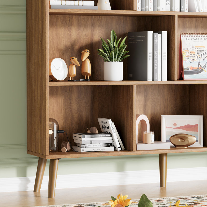 Bookcase, Columbia Walnut, 42.5" H x 47.2" W x 9.4" D