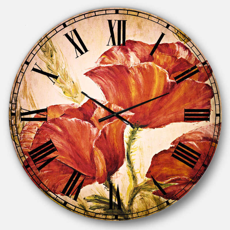 Trois coquelicots - horloge murale traditionnelle, Grand
