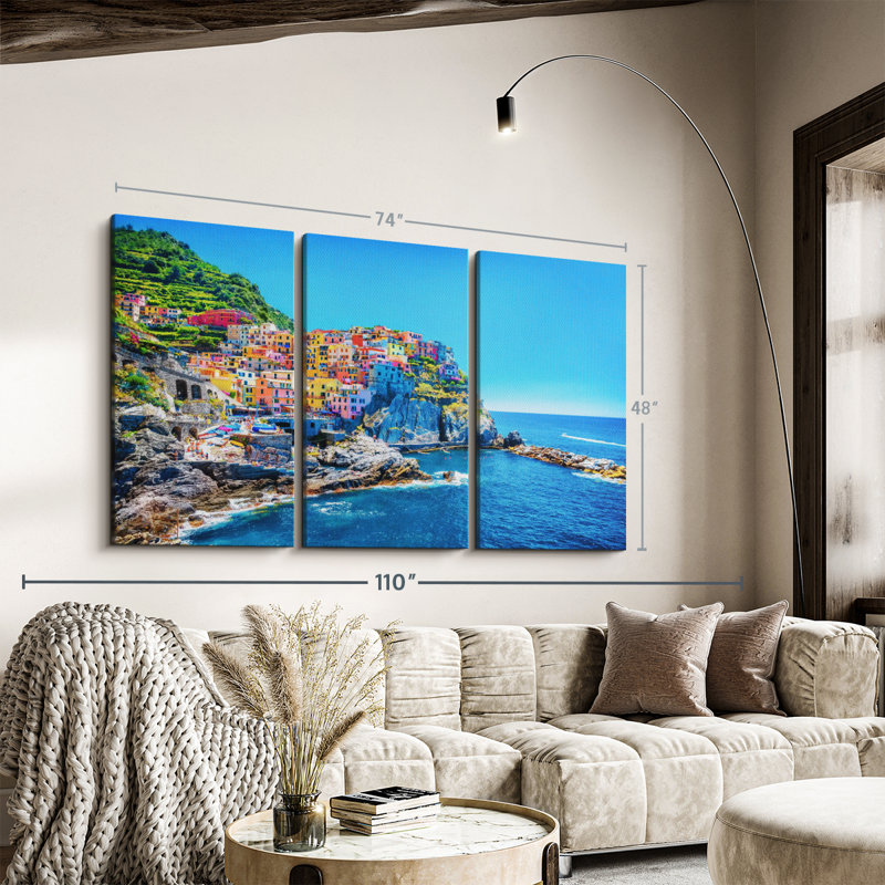 "Cinque Terre, impression sur toile", H 48 po x l 74 po x P 1,25 po