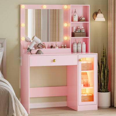 Small Makeup Vanity Table With Mirror And Lights