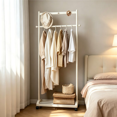Mobile Rubberwood Entryway Coat Rack