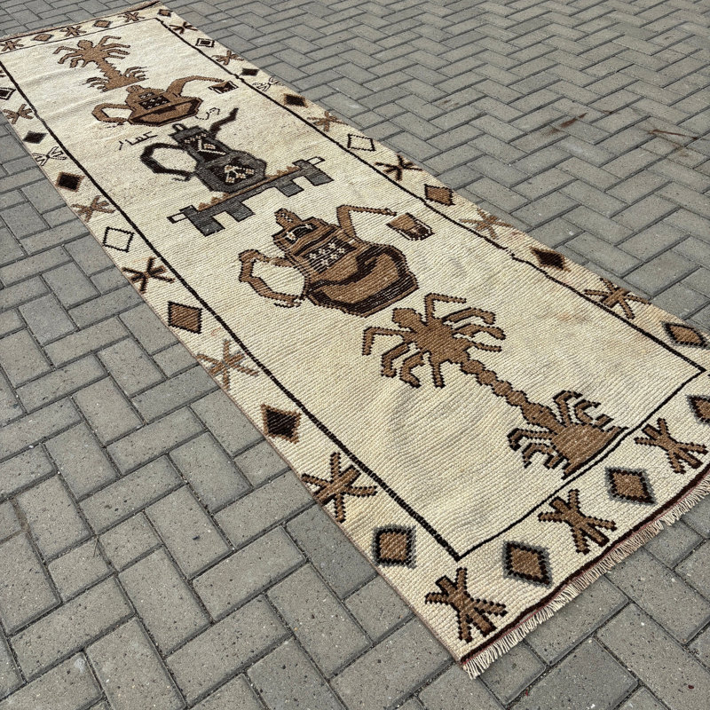 Tapis de couloir patchwork en laine 3,2 x 11,2 pi, traditionnel rétro moderne