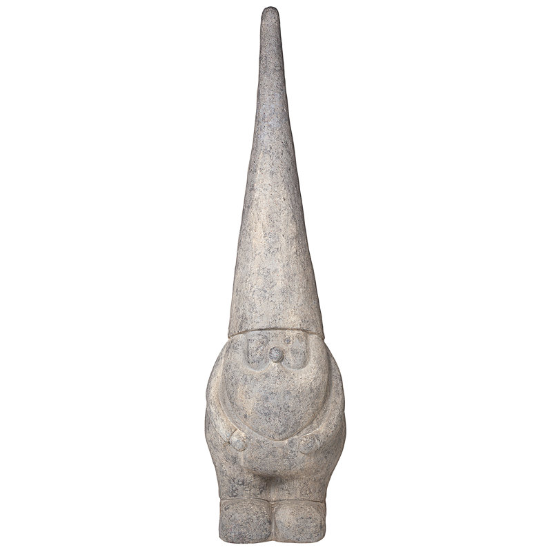Tall Rustic Gray Resin Garden Gnome Statue