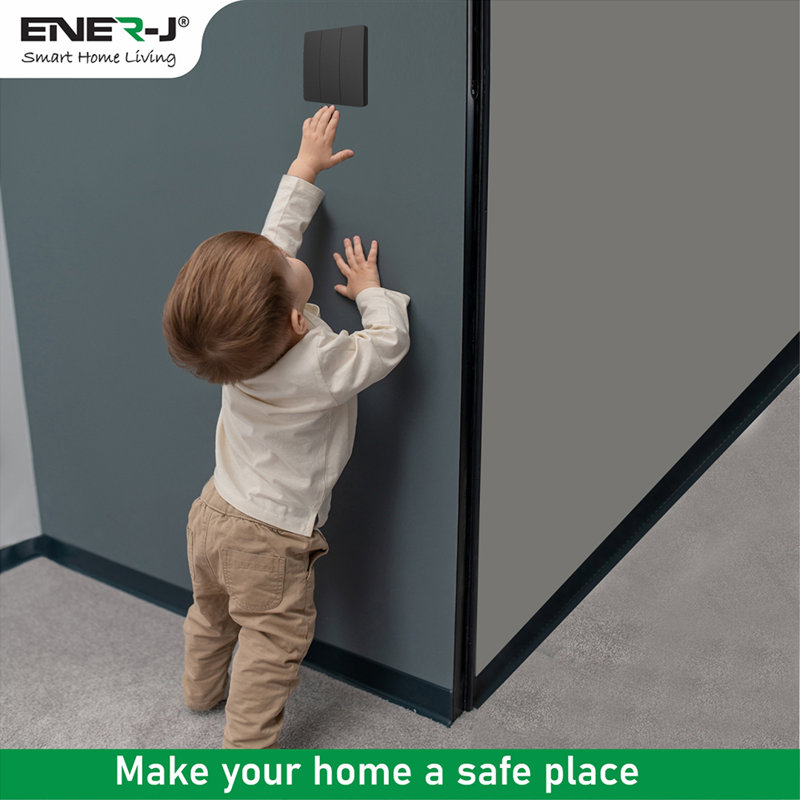 Ener - J Wireless Kinetic 3 Gang Light Switch with 3 Receivers 500W Black 240V