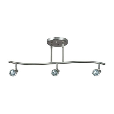 Sunset Lighting  Three Light Dual Stem Track Rail, Bright Satin Nickel Finish GU10 Socket