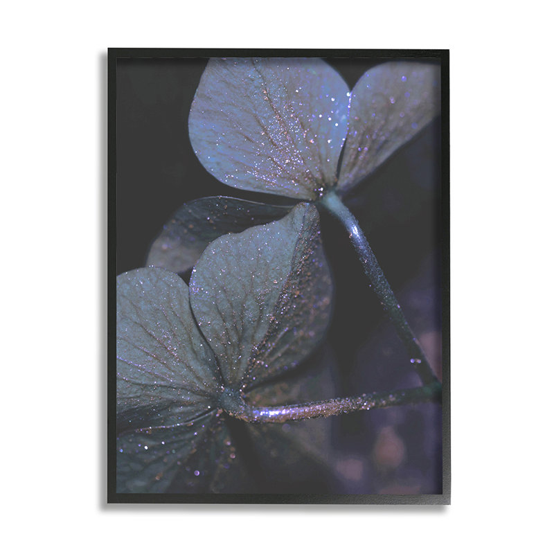 Reproduction d’art graphique avec des pétales de trèfle scintillants de couleur foncée, H 20 po x l 16 po x 1,5 po