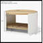 Table basse ronde, table basse de 31 po pour le salon, bureau en bois rustique à 2 niveaux avec tablette de rangement, mobilier de design moderne (couleur naturelle et blanc)