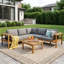 Ensemble de canapé d'extérieur en bois d'acacia 4 pièces avec table basse et coussins beiges - aspect teck-129200413