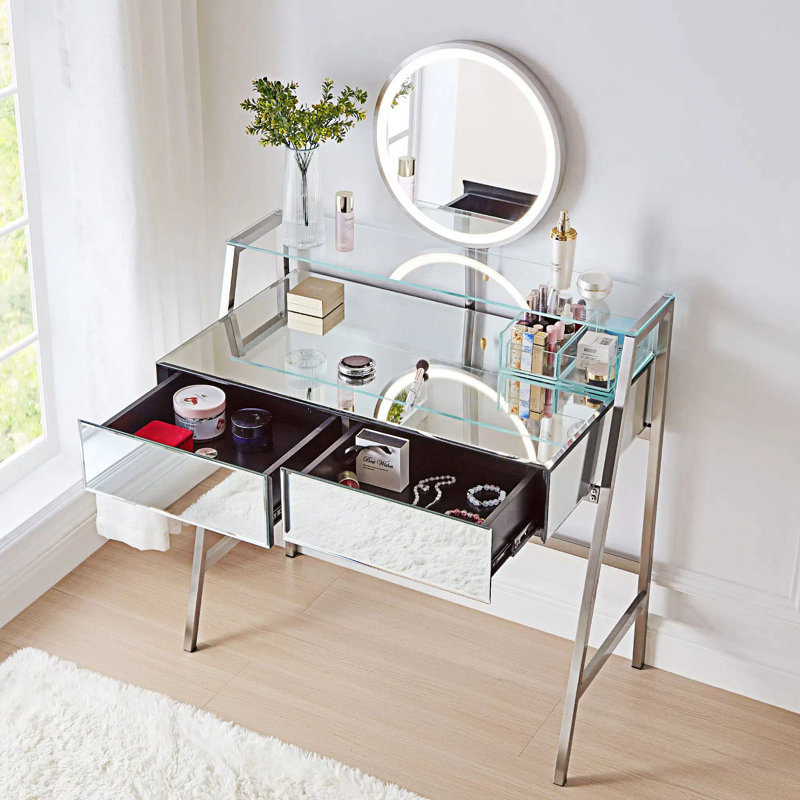 Table de coiffeuse à miroir avec miroir