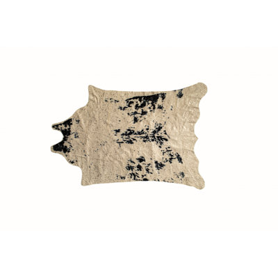 Tapis noir et or 4 pi x 5 pi en similicuir de vache antidérapant