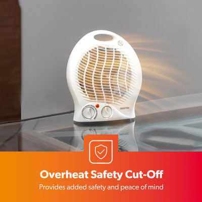 GEEPAS Portable Fan Heater 2000W | Low Running Cost with 2 Heat Settings 1000-2000W & Overheat Protection | Energy Efficient Heater with Cooling/Warm/Hot Wind Option for Office Home | 2 Year Warranty