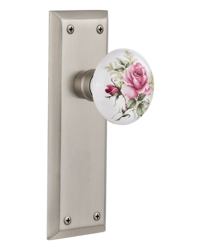 Plaque de porte en porcelaine blanche New York, Nickel satiné