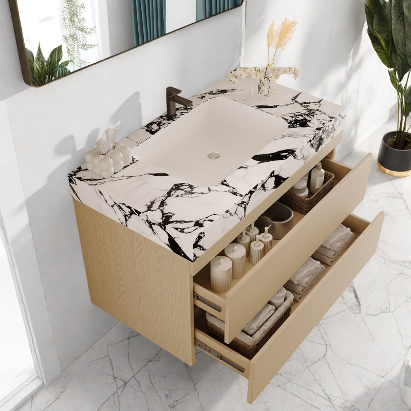 Meuble-lavabo moderne (avec meuble-lavabo et lavabo) avec rangement