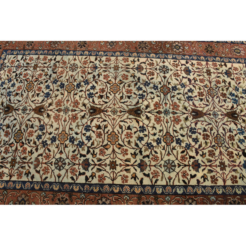 Tapis classique en laine Oushak classique de style rétro idéal pour les chambres à coucher dans des tons de brun chaud