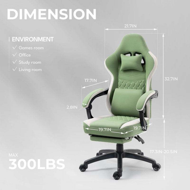 Fabric Computer Chair with Pocket Spring Cushion, Green