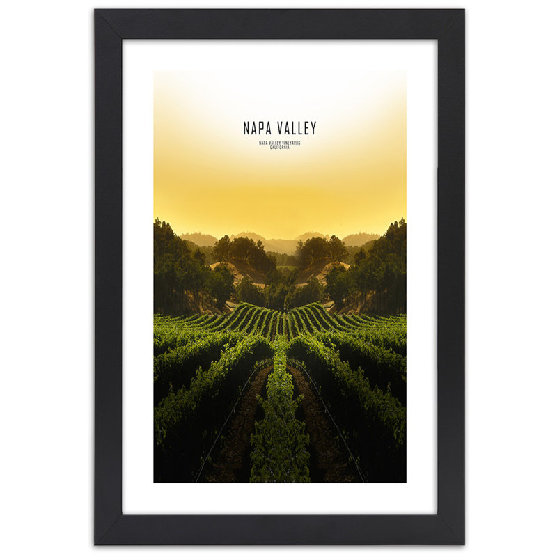 Napa Valley Landscape - Single Picture Frame Print, 90cm H x 60cm W, Black