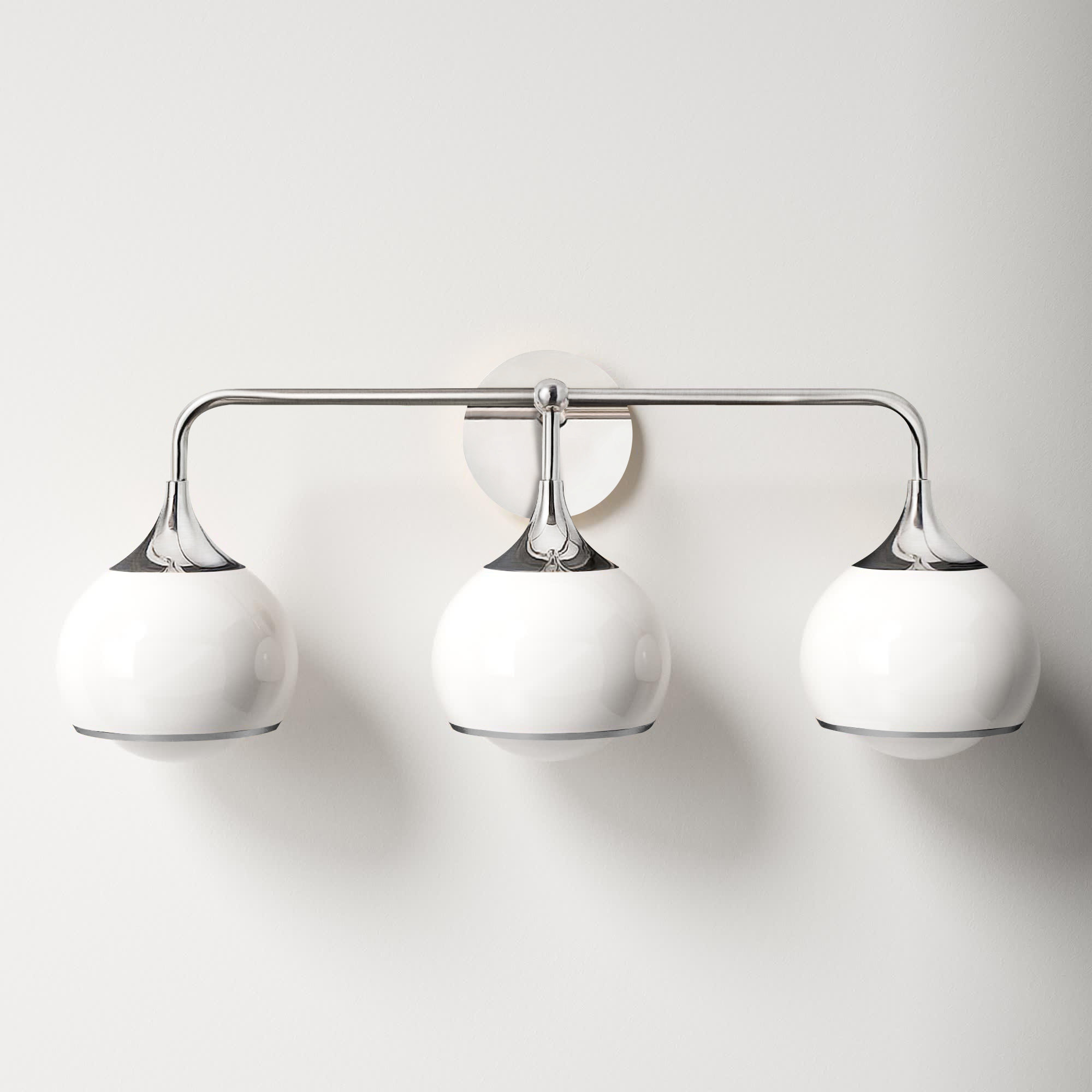 Kegan Frosted Dimmable Vanity Light, Polished Nickel, 3