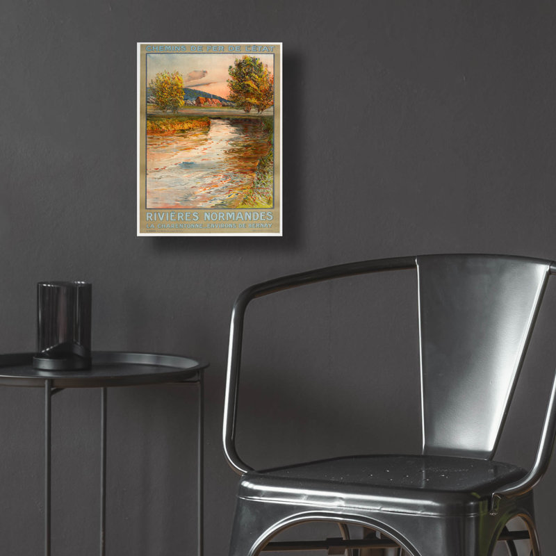 «Rivières Normandes» par Vintage Posters, art mural en verre acrylique, H 16 po x l 12 po x P 0,13 po