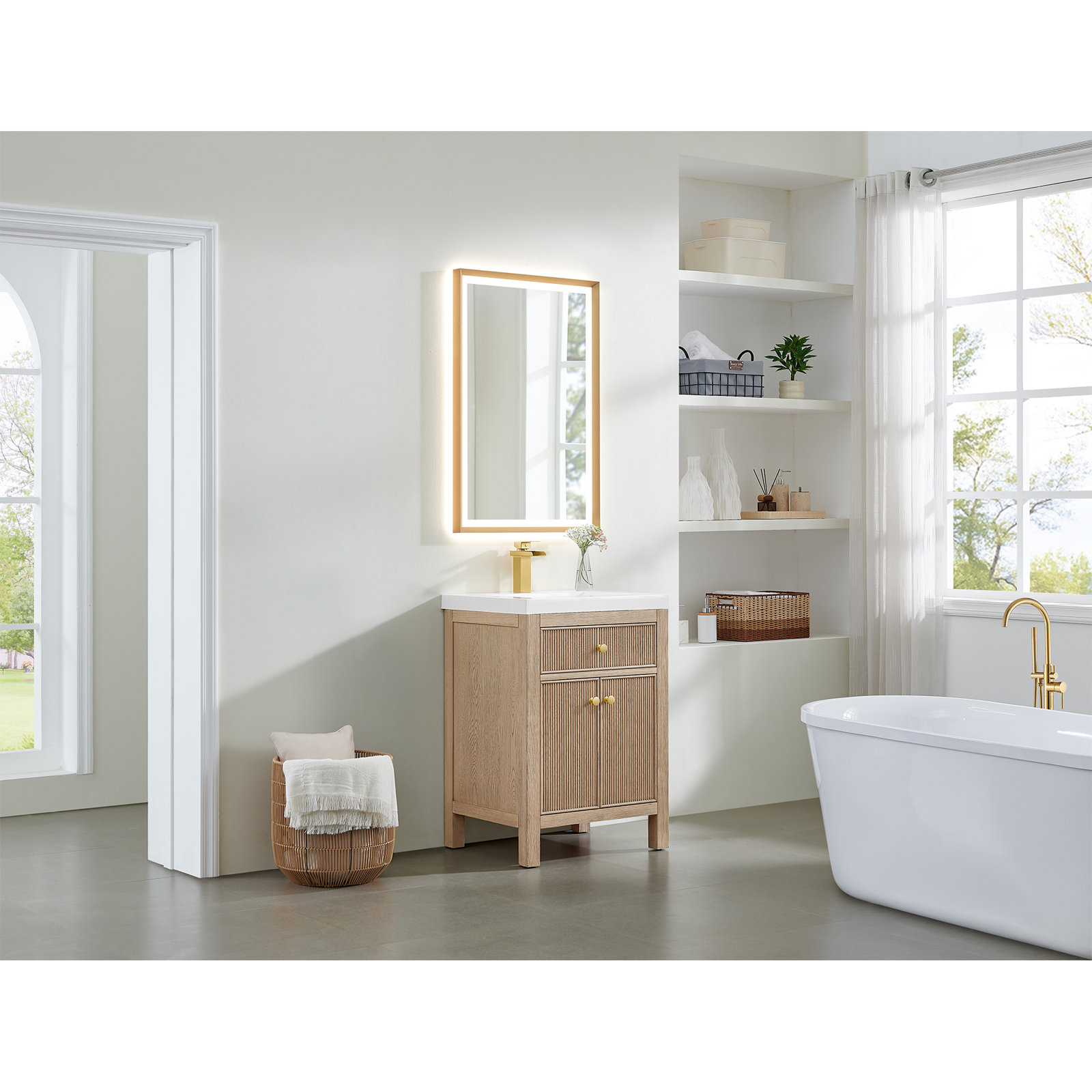 Lala 24" Single Bathroom Vanity, Natural Oak