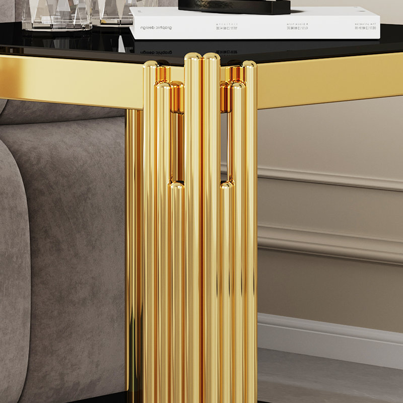 Demaury 2-Tier Tray Top End Table, Gold, Clear