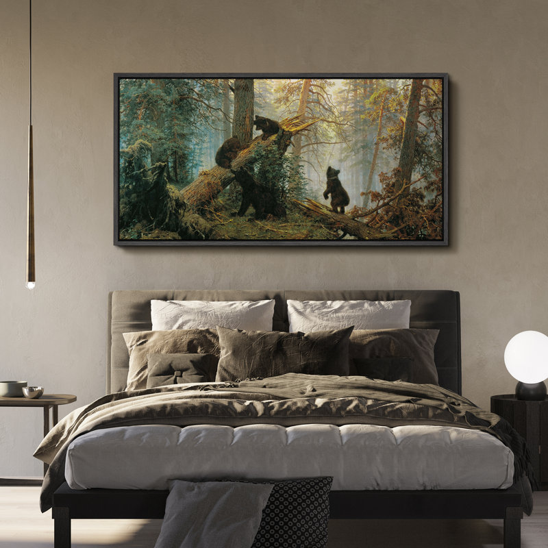«Morning In The Pineest», reproduction encadrée, H 30 po x l 60 po, Noir, noir, noir, noir