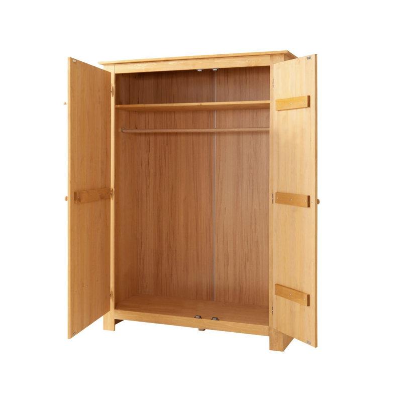 Youssouf 2 Door Solid Wood Wardrobe, Stain Wax