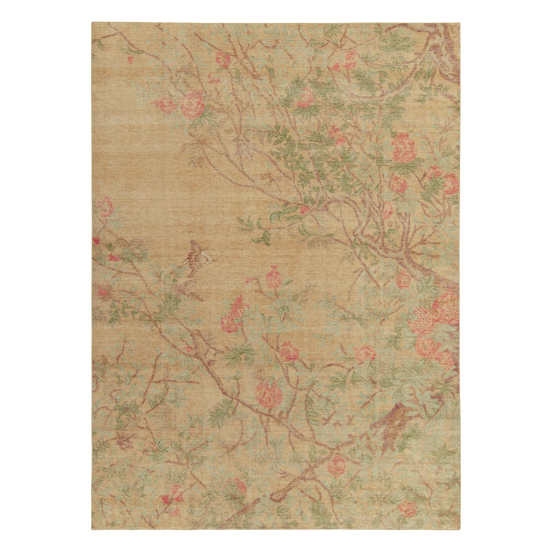 Distressed Homage Wool Floral Area Rug, Rectangle 5' x 7'