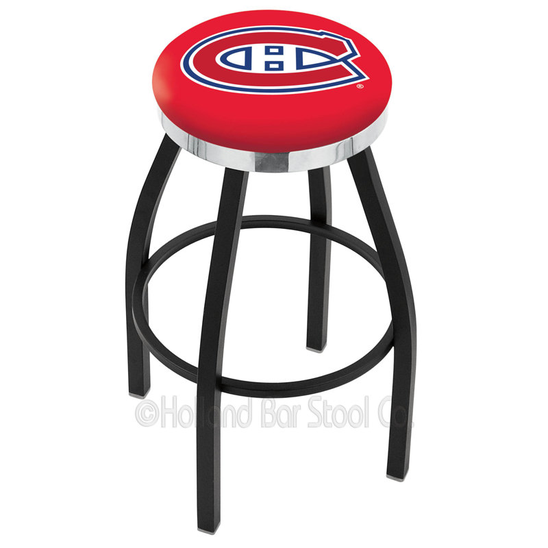 NHL 30" Swivel Bar Stool with Cushion, Canadiens de Montréal, Ride noire, Chrome