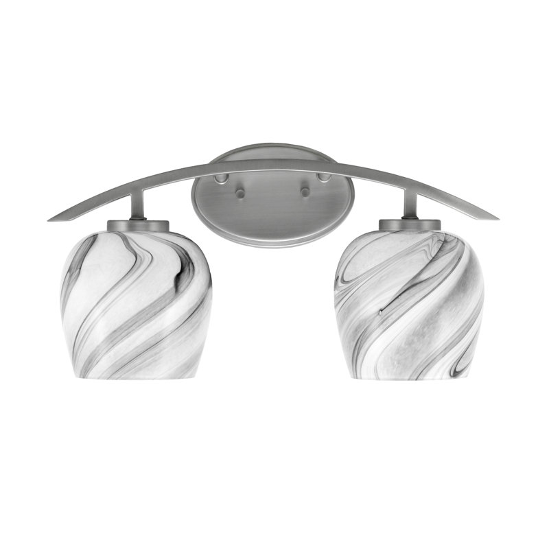 Kurve 2 Light Bath Bar With 6" Onyx Swirl Glass, Matte Black
