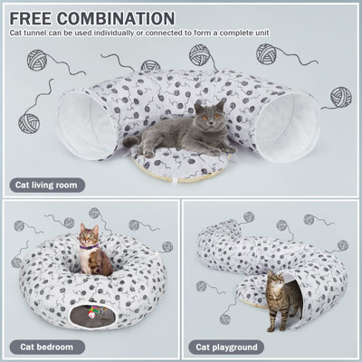 Grand lit tunnel en peluche moelleux avec coussin lavable