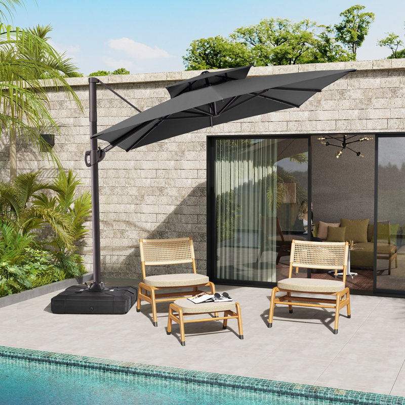 Jauhen 128' X 104'  Cantilever Umbrella, Weighted Base Does Not Include, Gris foncé