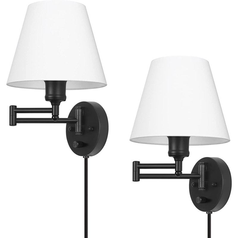 Stevierae Steel Plug-in Swing Arm Sconce, White