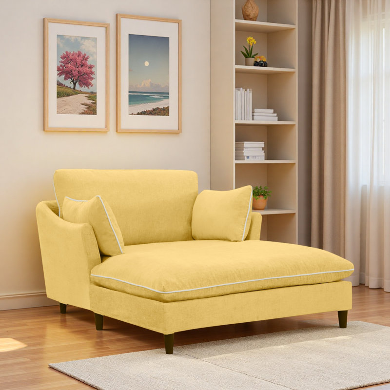 Chaise longue moderne avec coussins, Jaune
