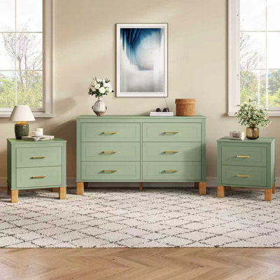 Table de chevet 2 tiroirs, rangement en bois de qualité supérieure avec design cannelé élégant, table de chevet à pieds en bois massif avec poignée en métal, grande table de chevet pour le salon de la chambre à coucher