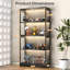 Vitrine avec portes en verre, vitrine à DEL avec capteur de corps humain RVB, vitrine à 4 niveaux pour objets de collection, grande bibliothèque avec 4 tablettes, armoires de rangement, vitrine