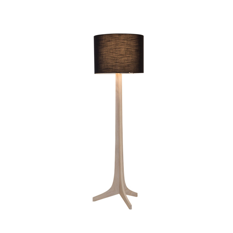Lampe sur pied 59 po Nauta, Amaretto noir, Chêne blanc délavé/aluminium brossé