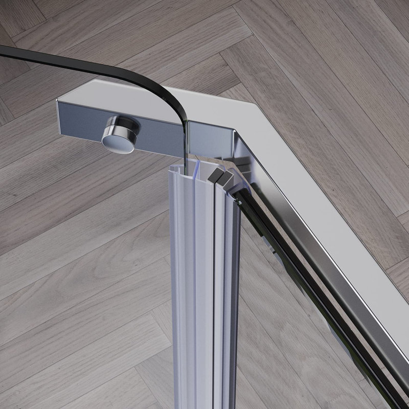 Cabine de douche à ouverture néo-angle 36,5 "x P 36,5" x H 72 "semi-sans cadre, Chrome