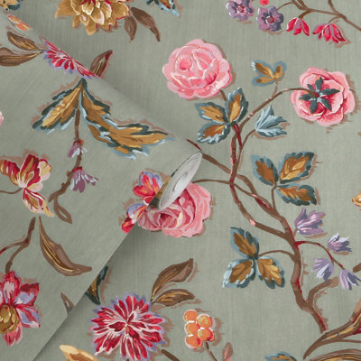 Laura Ashley Lingmell Trail Antique Green Wallpaper