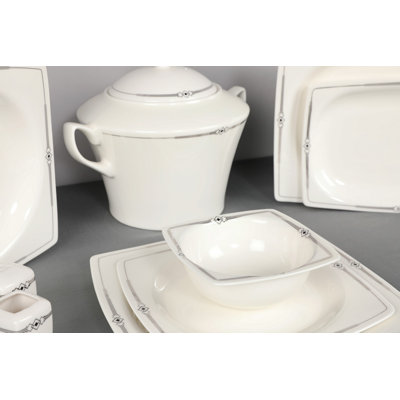Corriveau Piece Porcelain China Dinnerware Set - Service for 12