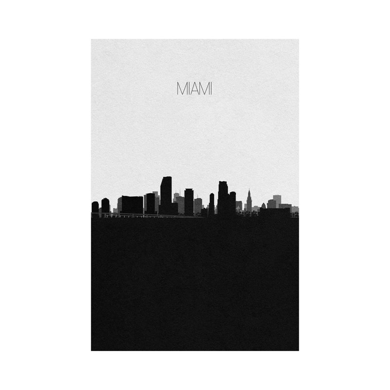 Miami, Florida City Skyline by Ayse Deniz Akerman - Wrapped Canvas Gallery-Wrapped Canvas Giclée